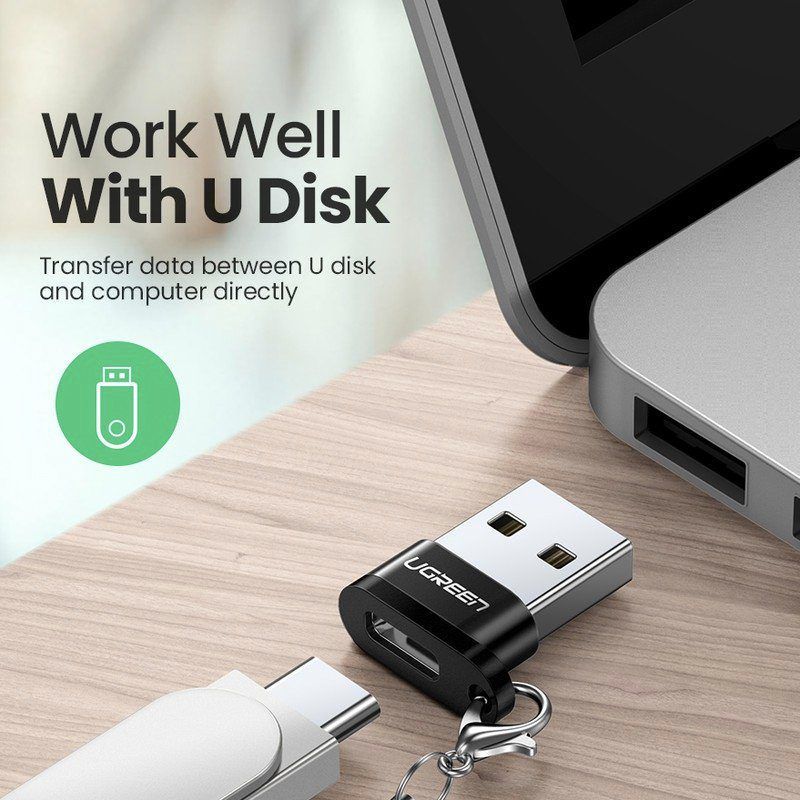 Đầu chuyển USB 2.0 sang Type-C UGREEN 50568 – Tốc độ truyền 480Mbps – Thiết kế nhỏ gọn, kèm móc treo tiện lợi