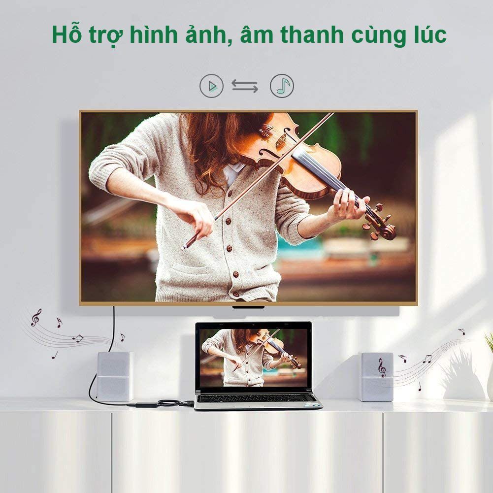 Bộ chuyển đổi VGA sang HDMI + Audio 3.5mm  UGREEN 60814 Hỗ trợ phân giải Full HD 1080p@60HZ – Cổng nguồn Micro USB 5V – Bảo hành 18 tháng