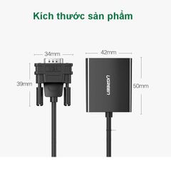 Bộ chuyển đổi VGA sang HDMI + Audio 3.5mm  UGREEN 60814 Hỗ trợ phân giải Full HD 1080p@60HZ – Cổng nguồn Micro USB 5V – Bảo hành 18 tháng