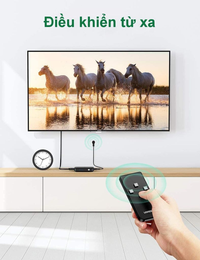 Bộ gộp HDMI 3 vào 1 UGREEN 80125 – Hỗ trợ phân giải Ultra Full HDR 4K 3840×2160@30Hz – Cấp nguồn cổng Micro USB 5V
