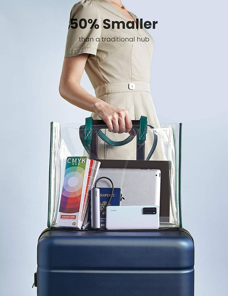 Bộ chuyển đổi Type C UGREEN 10919 – Type C sang HDMI, USB 3.0, Lan Gigabit và PD 100W – Hỗ trợ phân giải 4K*2K@30Hz, Tốc độ truyền 5Gbps