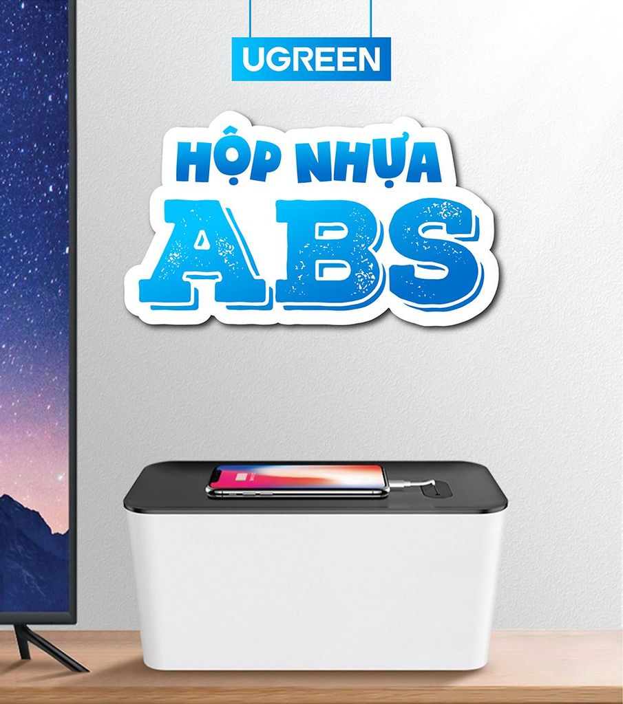 Hộp nhựa đựng ổ cắm điện UGREEN LP110 – Sắp xếp dây điện gọn gàng bảo vệ an toàn cho trẻ em nhựa ABS siêu bền và chống cháy