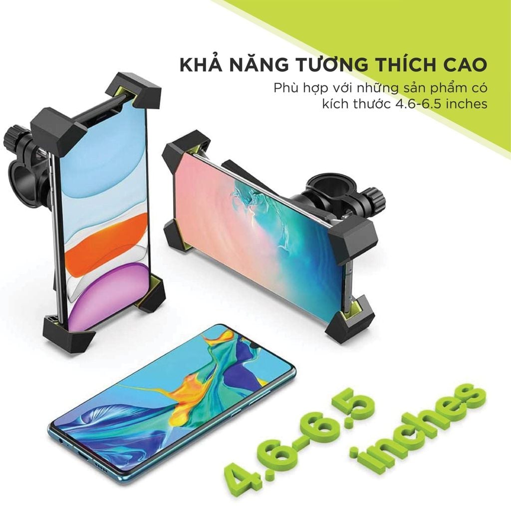 Giá đỡ điện thoại UGREEN LP116 – Xoay góc 360 độ, kích thước màn hình 4.6 – 6.5 inch – Chống shock, rung lắc, chuyên dùng cho xe đạp
