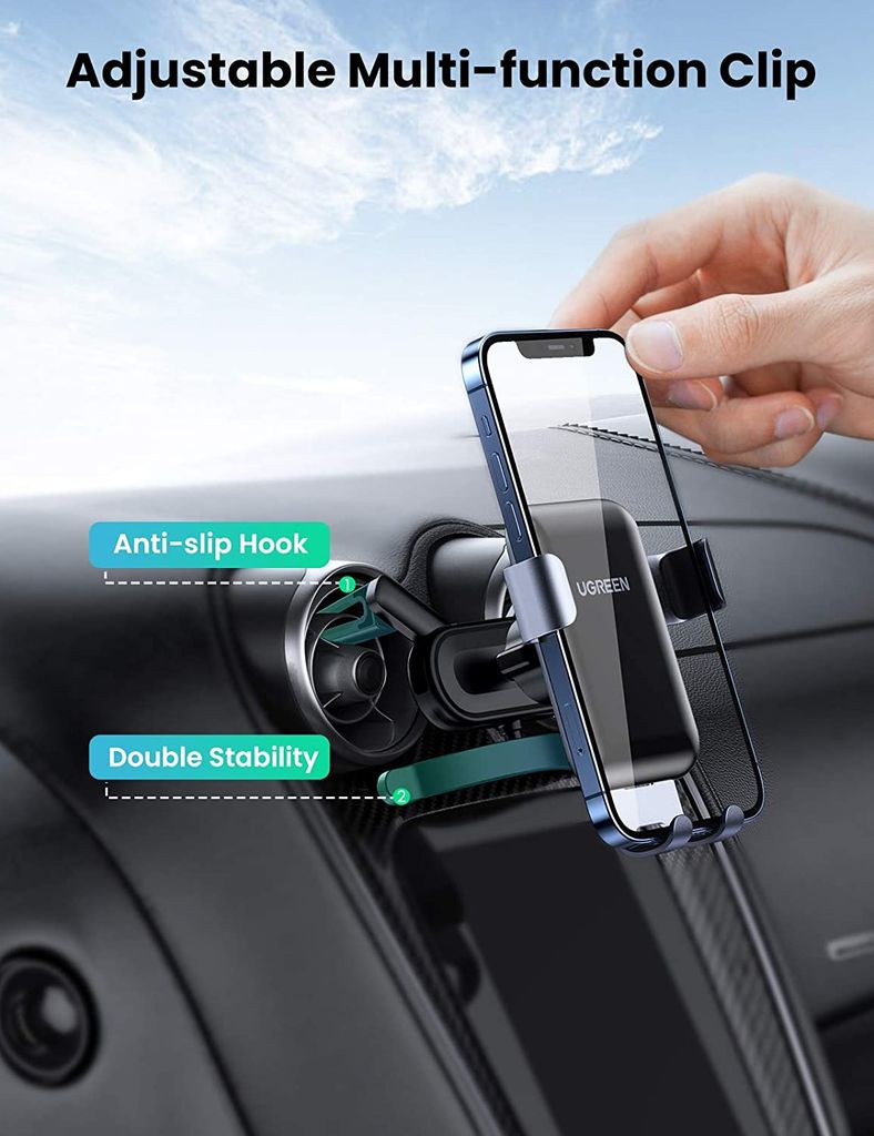 Giá đỡ điện thoại trên ô tô UGREEN 30401 – Cài khe gió điều hòa, xoay góc 360 độ