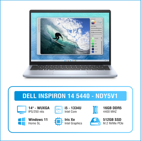 Laptop - Máy tính xách tay Dell Inspiron 14 5440 - NDY5V1 (i5-1334U/ 16GB/ 512GB/ Onboard/ Windows 11 + Office)
