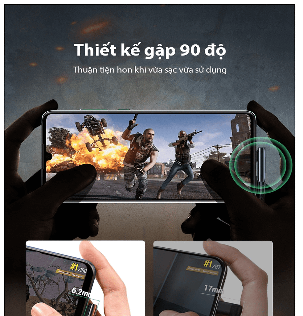 Cáp sạc nhanh Type C UGREEN US317 – Sạc nhanh công suất 40W dòng 5A – Đầu cáp vuông góc chống gập gãy, vỏ bện nylon – Bảo hành 18 tháng