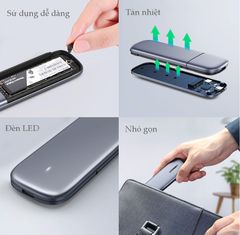 Hộp đựng ổ cứng UGREEN CM238 – Tương thích M2 SATA NGFF/NVME B-Key / M-Key và M+B Key 2280/2260/2242/2230