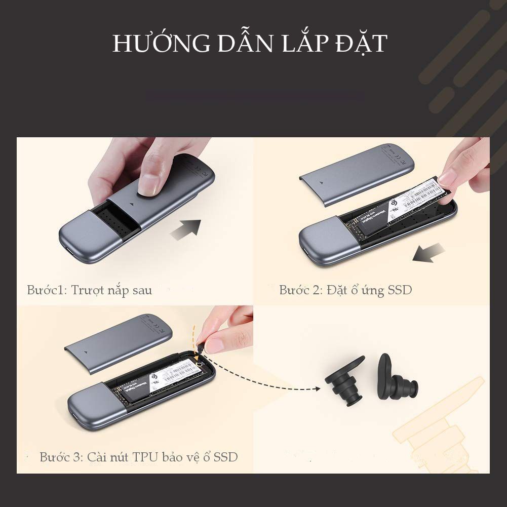 Hộp đựng ổ cứng UGREEN CM238 – Tương thích M2 SATA NGFF/NVME B-Key / M-Key và M+B Key 2280/2260/2242/2230