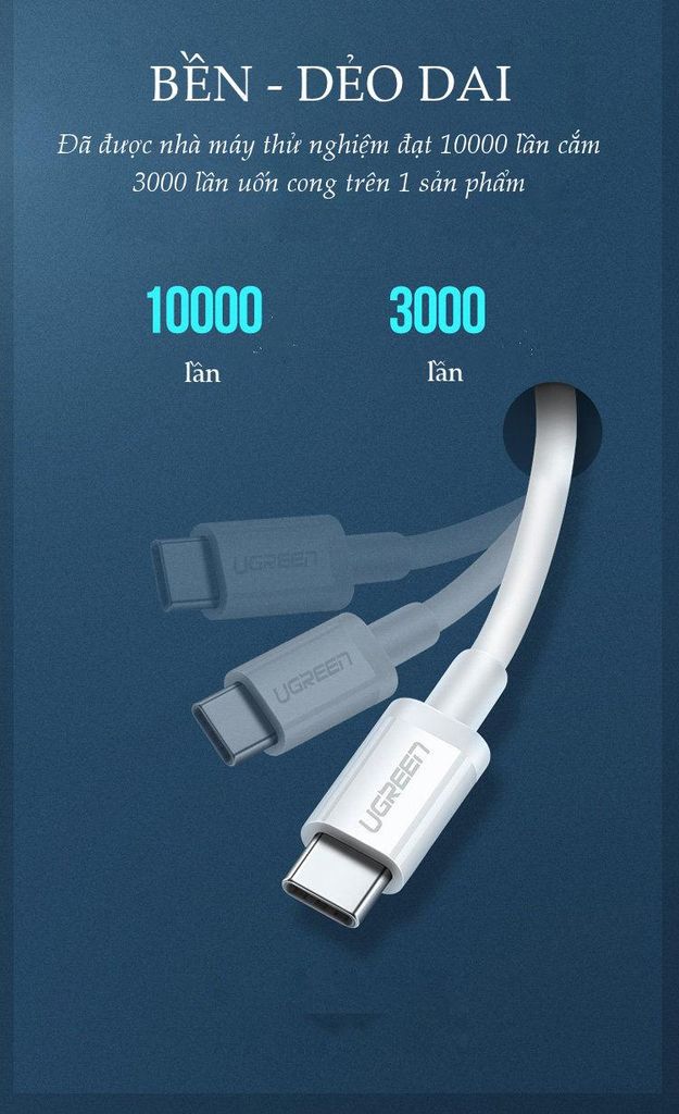 Cáp sạc nhanh Type C to Type C UGREEN US264 sạc nhanh 3A