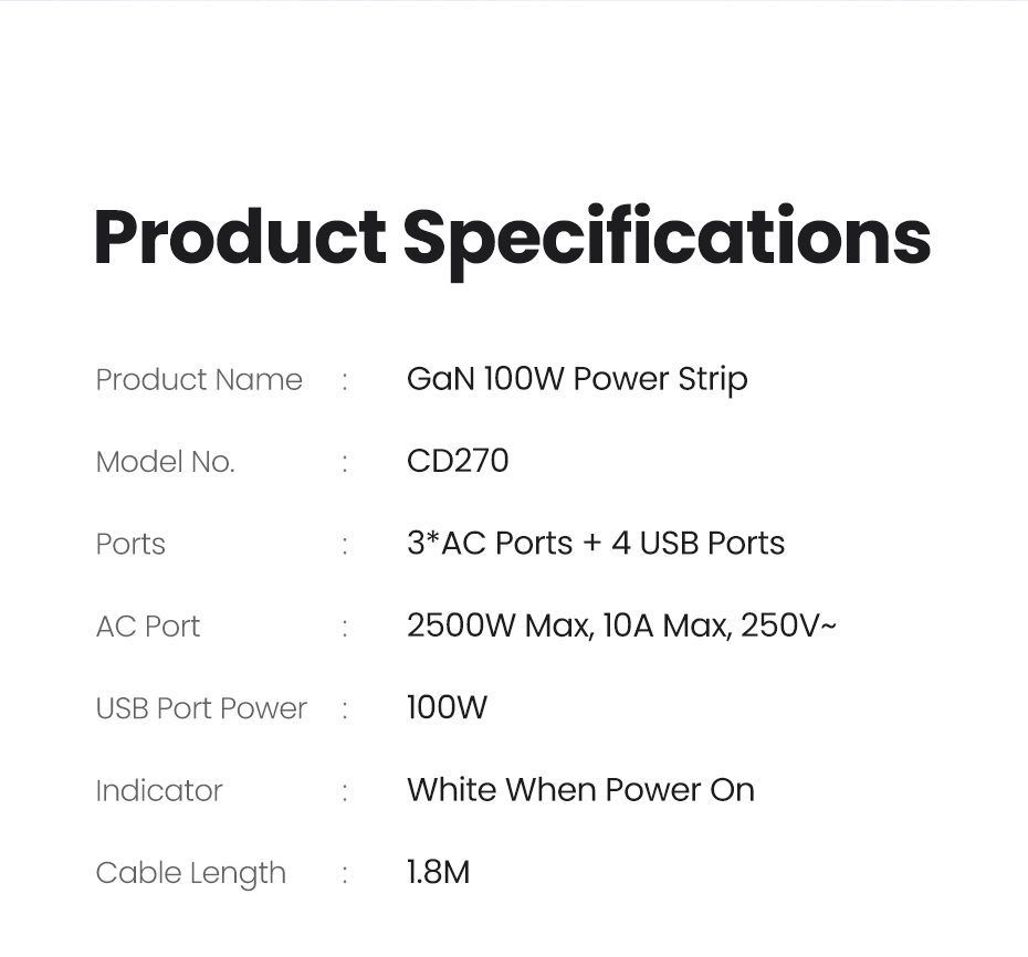 Ổ cắm điện đa năng UGREEN CD270 trạm sạc để bàn  100W, 3 xUSB-C , 1 x USB-A