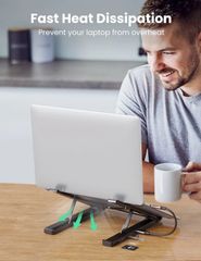 Giá đỡ laptop UGREEN 80551 tích hợp HUB chia cổng HDMI 4K, thẻ SD/TF, USB3.0, USB-C