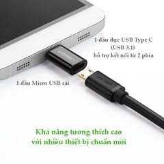 Đầu chuyển USB-C sang Micro USB Ugreen US157 chuyển đổi USB type C sang Micro USB