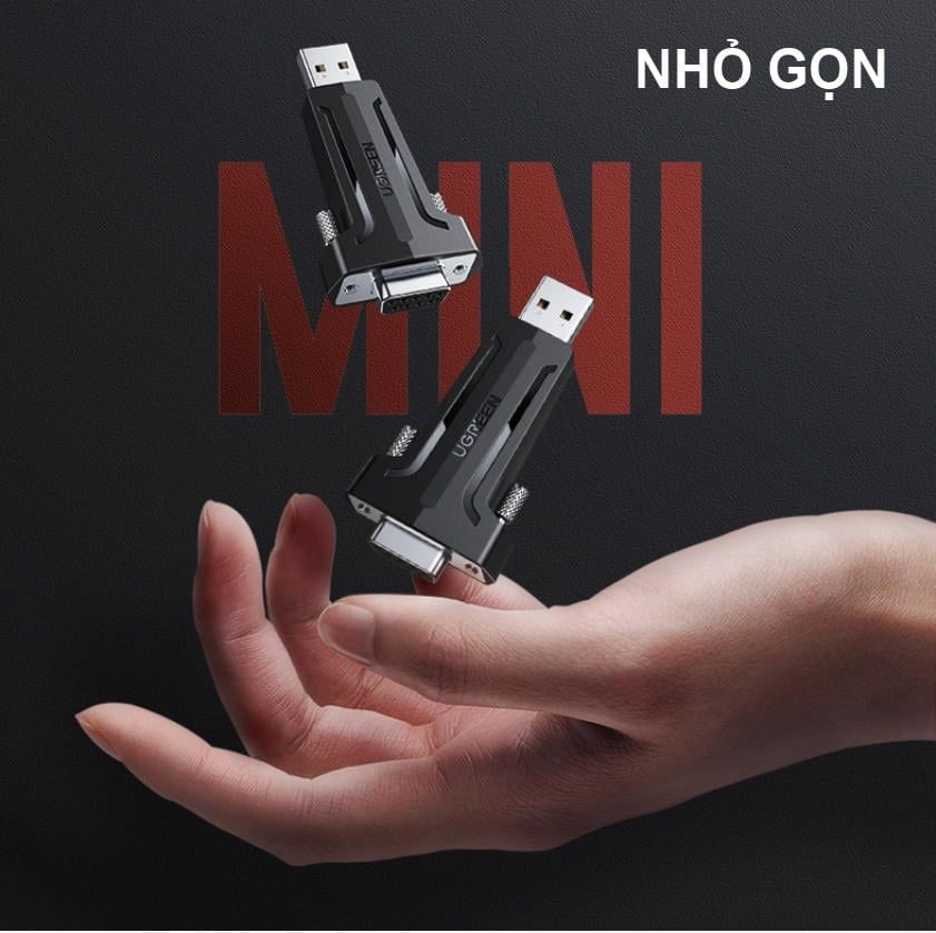 Đầu chuyển USB 2.0 sang COM DP9 RS 232 UGREEN 80111 – Tốc độ truyền 1Mbps – Đầu mạ Niken cao cấp