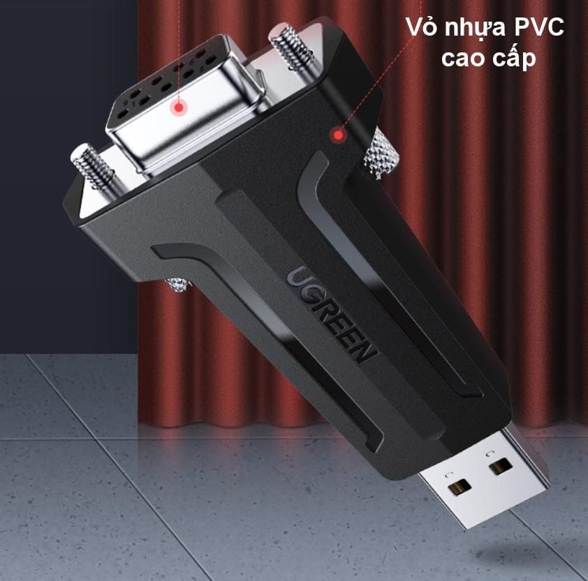Đầu chuyển USB 2.0 sang COM DP9 RS 232 UGREEN 80111 – Tốc độ truyền 1Mbps – Đầu mạ Niken cao cấp