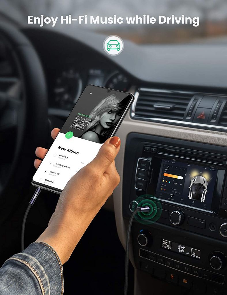 Cáp âm thanh 3.5mm UGREEN AV171 – Đầu mạ bạc chống ăn mòn , truyền tải tín hiệu ổn định – Dây bện mềm mại tăng tuổi thọ sử dụng