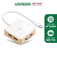Bộ chuyển đổi USB type C sang VGA cùng Hub USB 1 cổng 3.0 và 2 cổng 2.0 hỗ trợ cổng sạc Macbook USB – C UGREEN US183 30442