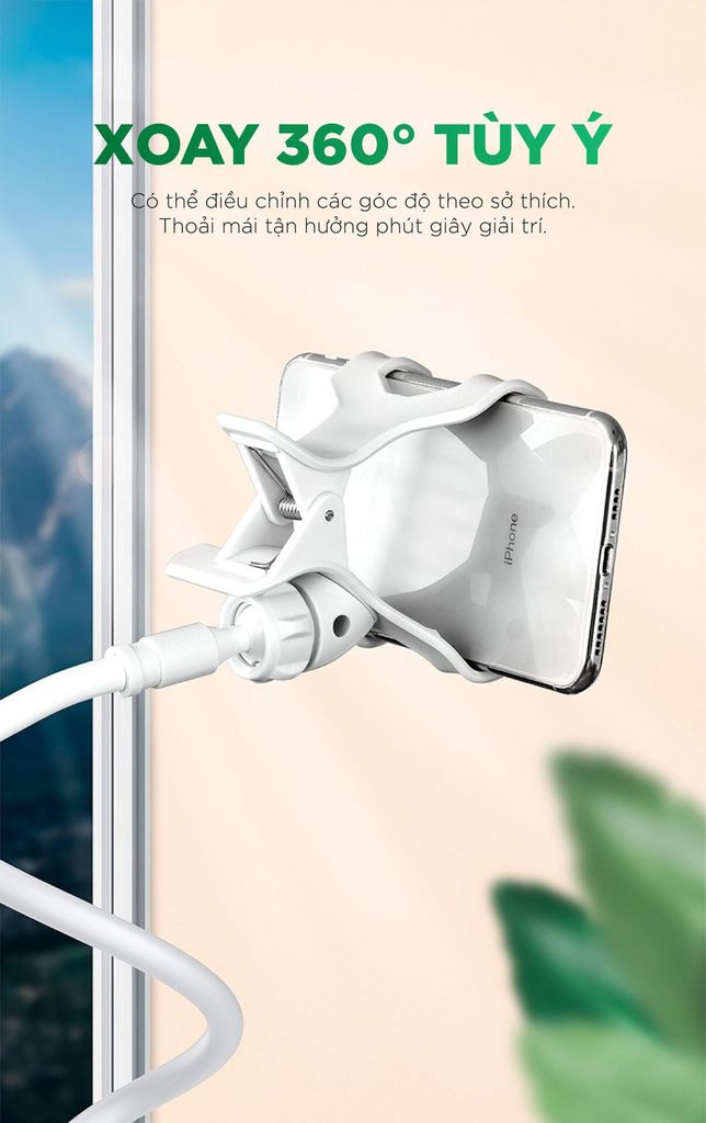 Giá đỡ điện thoại UGREEN LP113 kẹp bàn, cổ nghỗng, xoay 360 độ