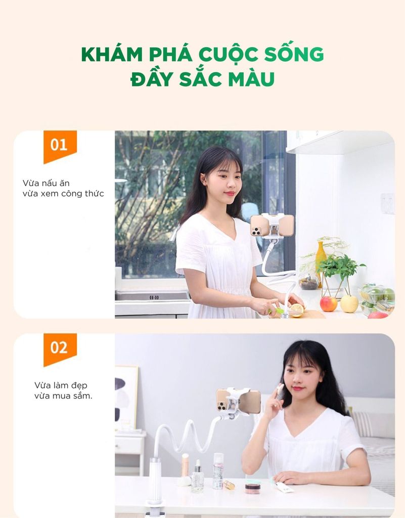 Giá đỡ điện thoại UGREEN LP113 kẹp bàn, cổ nghỗng, xoay 360 độ