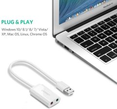 Dây USB 2.0 mở rộng sang đồng thời 2 cổng 3.5mm cho tai nghe + mic không cần driver UGREEN US205