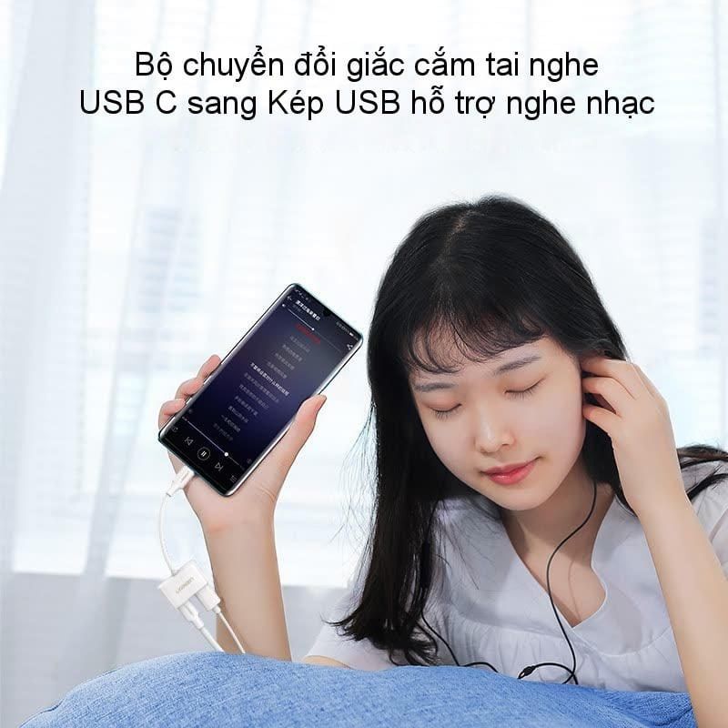 Bộ mở rộng Type-C UGREEN CM232 – Hỗ trợ xuất âm thanh Hifi , sạc nhanh dòng 3A