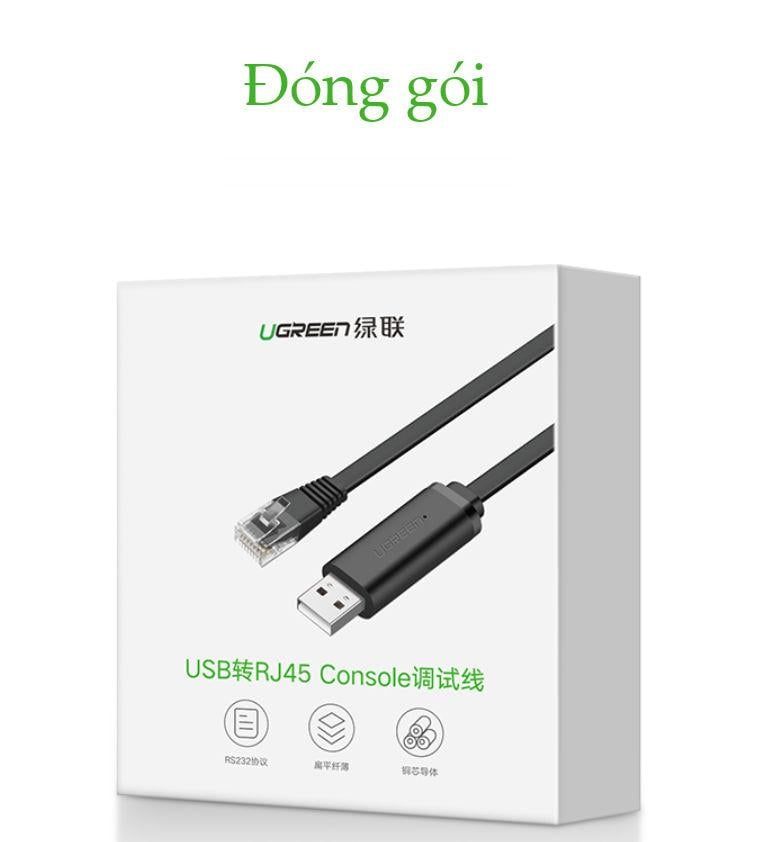 Cáp Console UGREEN CM204 Chuyển USB 2.0 sang RJ45 FTDI (chuẩn 8 pin)