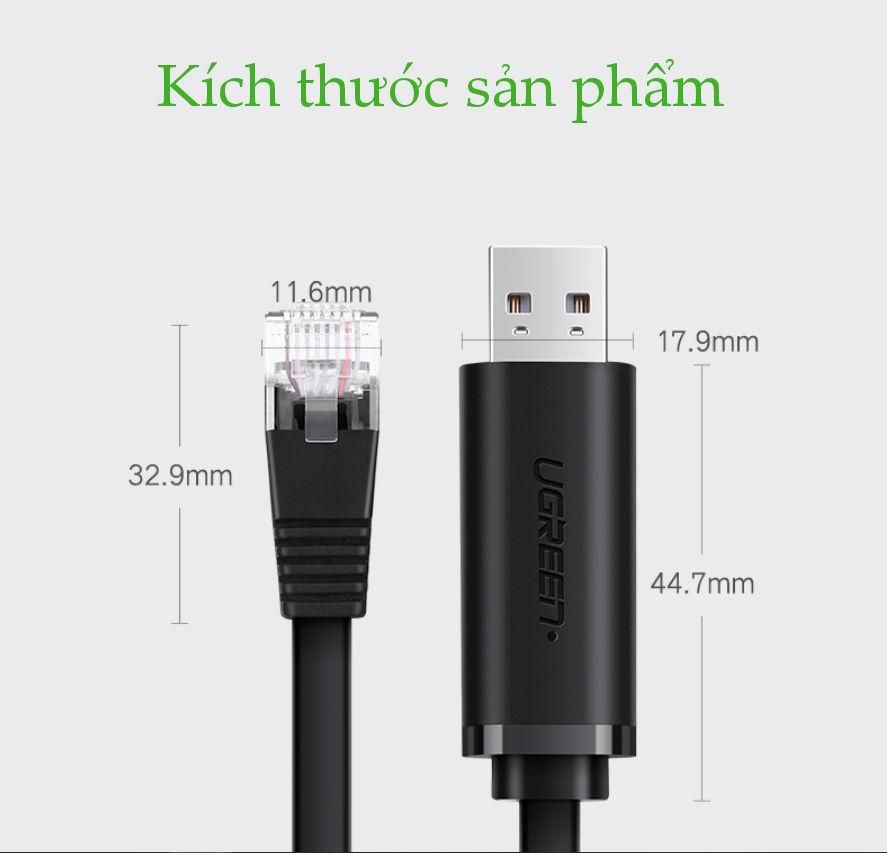 Cáp Console UGREEN CM204 Chuyển USB 2.0 sang RJ45 FTDI (chuẩn 8 pin)