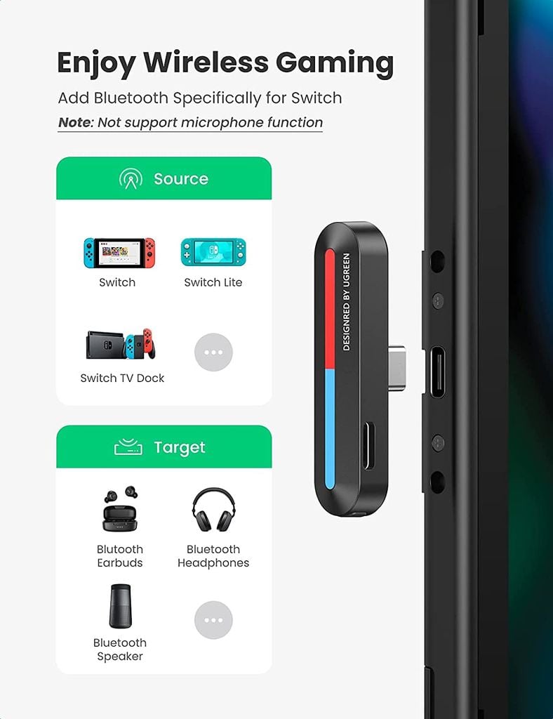 Bộ thu/ phát Bluetooth UGREEN CM399 Cổng Type-C – Dành cho Nintendo Switch và PlayStation