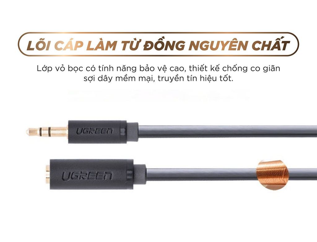 Cáp âm thanh kéo dài hai đầu chuẩn 3.5mm 1 đầu đực 1 đầu cái UGREEN AV124