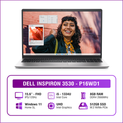 Laptop - Máy tính xách tay Dell Inspiron 3530 P16WD1 (i5 1334U/ 8GB/ 512GB SSD/ 15.6 inch FHD/ 120Hz/ Win 11/ Office/ Silver/ 1Y)