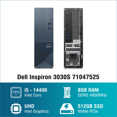 Máy tính để bàn đồng bộ  PC Dell Inspiron 3030S 71047525 (I5 14400/ 8GB/ 512GB SSD/ Wifi + BT/ Win11/ Key/ Mouse/ 1Y)