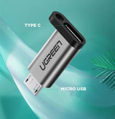 Đầu chuyển Type C sang Micro USB UGREEN US282 Vỏ nhiệt tản nhiệt tốt, kèm móc khóa