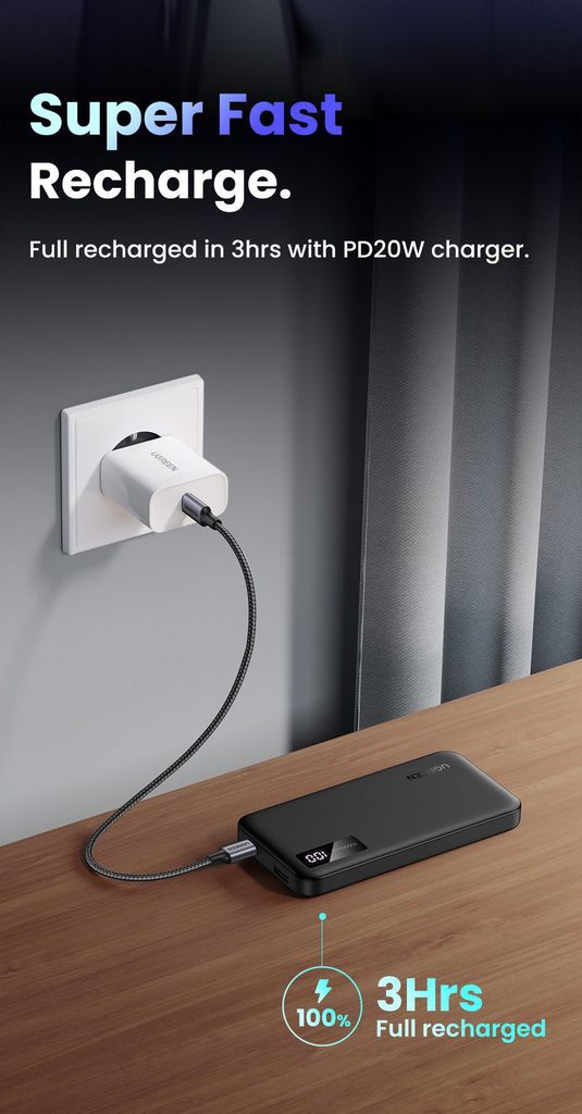 Pin sạc dự phòng 10000mAh sạc nhanh 2 chiều UGREEN PB311