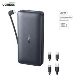 Pin sạc dự phòng Ugreen 10400 20.000mAh, tích hợp cáp Lightning Sạc nhanh 20W, tích hợp cáp Lightning