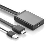 Cáp chuyển đổi HDMI đầu đực + USB 2.0 đầu đực (hỗ trợ nguồn) sang Displayport đầu cái hỗ trợ 4K dạng cáp dẹt dài 50cm UGREEN MM107 40238 (
