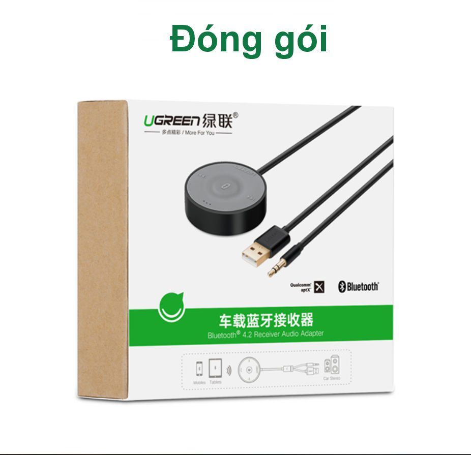 Bộ nhận Bluetooth 4.2 UGREEN CM125 – Sử dụng trên xe hơi hỗ trợ công nghệ chuẩn âm thanh aptX