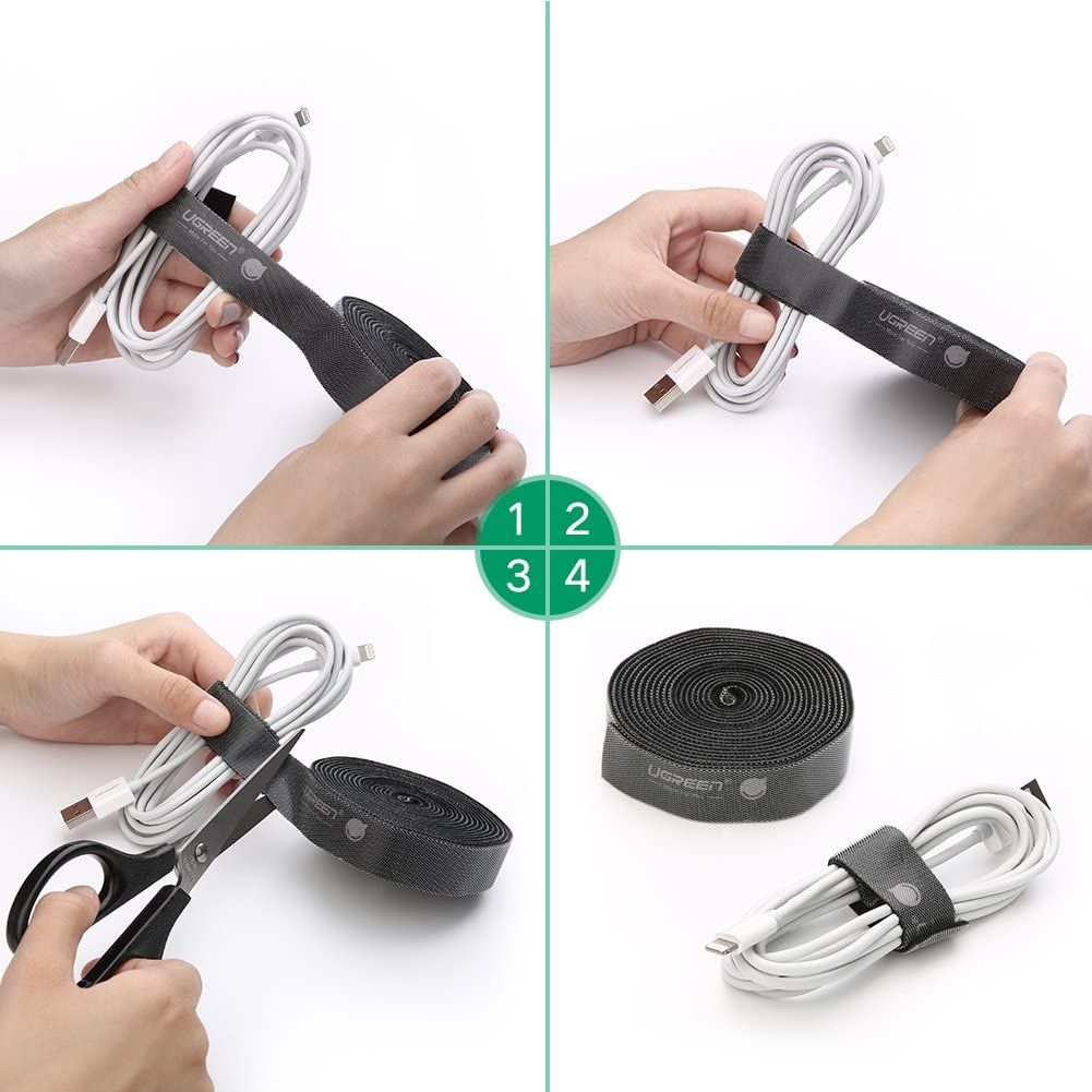 Dây dán Velcro UGREEN LP124 Tiện dụng màu xám, không xù lông – Hàng phân phối chính thức