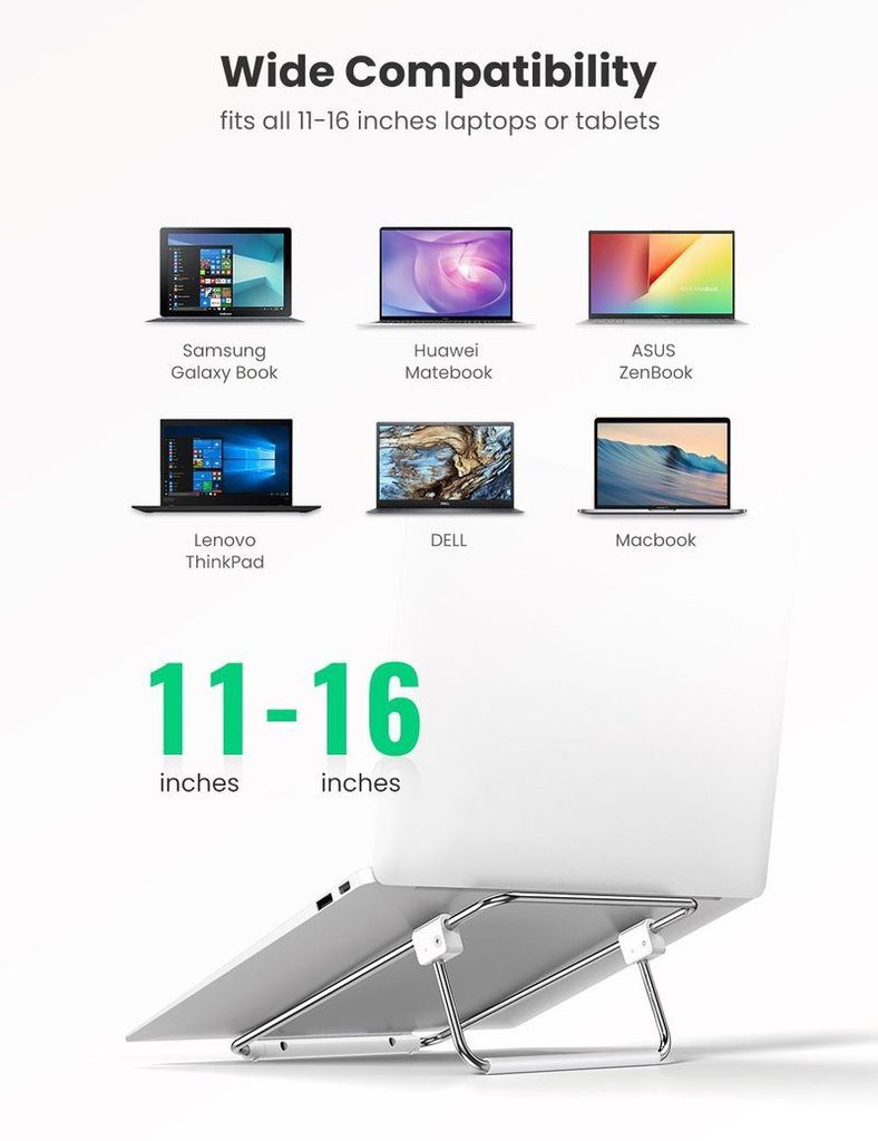 Giá đỡ laptop UGREEN LP230 – Khung gấp gọn, thiết kế siêu nhẹ – Dễ dàng điều chỉnh độ cao