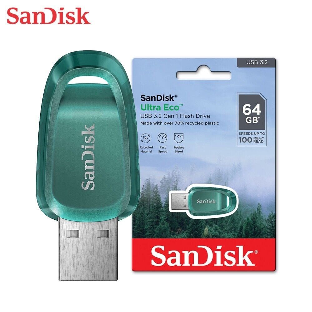 Thiết bị lưu trữ SanDisk Ultra Eco USB 3.2 Gen 1 Flash Drive CZ96 -64GB - Green (SDCZ96-064G-G46)