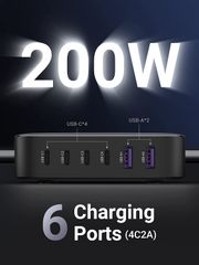 Sạc nhanh GaN 200W Ugreen CD271 4 cổng USB-C, 2 cổng USB-A
