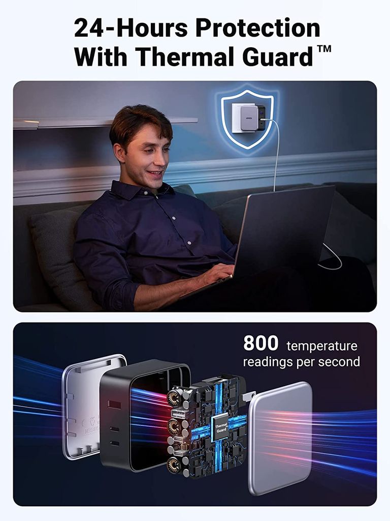 Sạc nhanh 140W chân dẹt Ugreen CD289 công nghệ GaN sạc nhanh 140W 2xUSB-C, 1xUSB-A sa