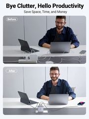 Sạc nhanh 140W chân tròn Ugreen CD289 công nghệ GaN 2xUSB-C, 1xUSB-A, kèm dây sạc