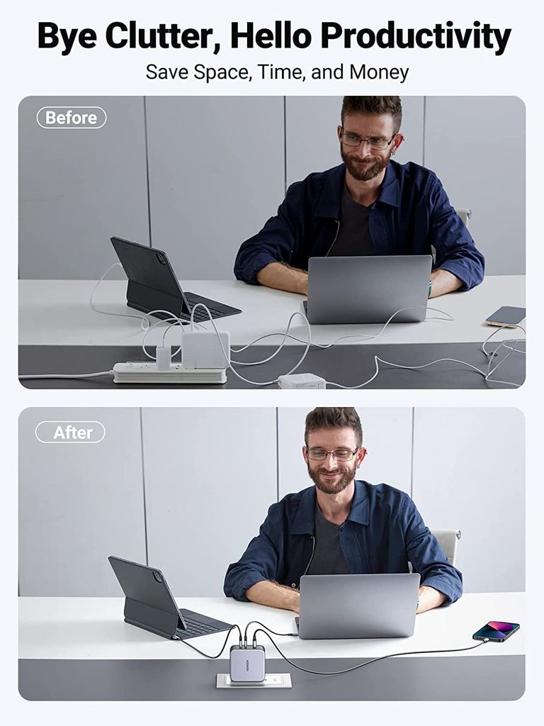 Sạc nhanh 140W chân dẹt Ugreen CD289 công nghệ GaN sạc nhanh 140W 2xUSB-C, 1xUSB-A sa