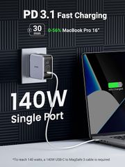 Sạc nhanh 140W chân dẹt Ugreen CD289 công nghệ GaN sạc nhanh 140W 2xUSB-C, 1xUSB-A sa