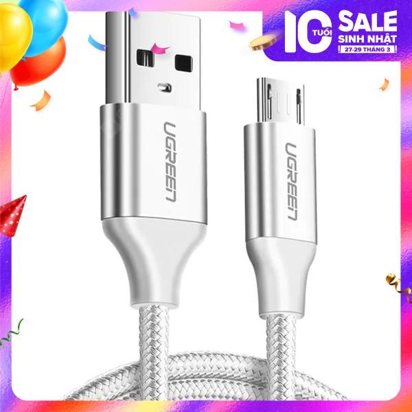 Cáp sạc nhanh Micro USB UGREEN US290 Sạc ổn định 2A – Vỏ sợi bện siêu bền