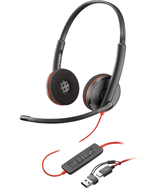 Tai nghe Poly Blackwire 3225 Stereo USB-C Headset +3.5mm Plug +USB-C/A Adapter 8X229A6 (Bulk)