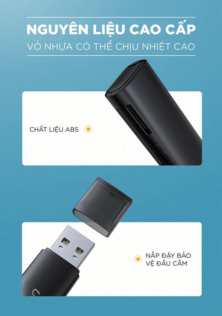 Đầu đọc thẻ nhớ UGREEN CM264 Đọc thẻ SD/TF chuẩn USB 2.0 – Tốc độ truyền 480Mbps Hỗ trợ tối đa lên đến 512GB
