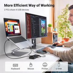 Switch chia sẻ máy in USB 3.0 Ugreen 30768 2 máy tính dùng chung máy in, máy Scan
