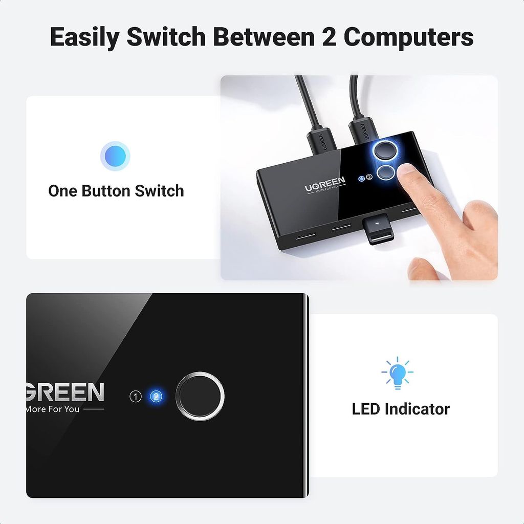 Switch chia sẻ máy in USB 3.0 Ugreen 30768 2 máy tính dùng chung máy in, máy Scan