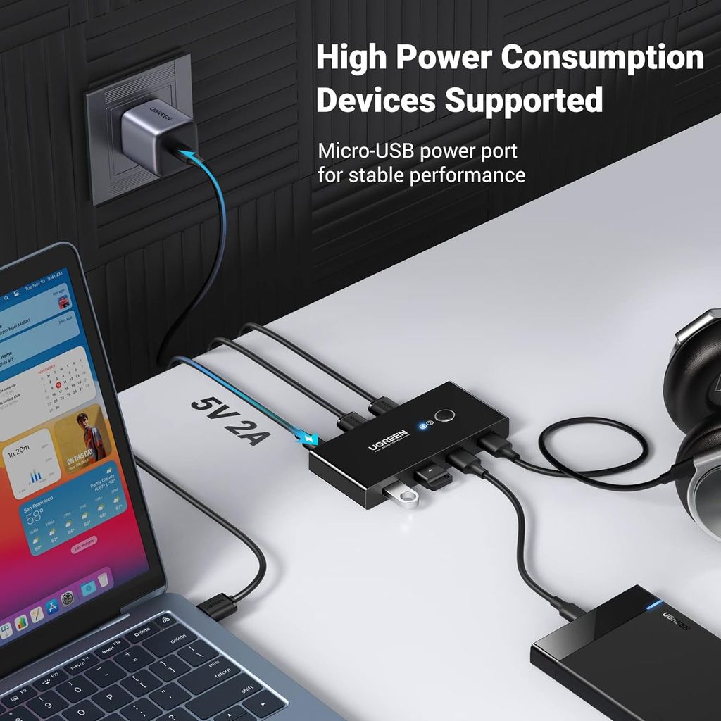 Switch chia sẻ máy in USB 3.0 Ugreen 30768 2 máy tính dùng chung máy in, máy Scan