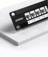 Thanh Patch Panel Utp Ethernet Cat5E và Cat6 24 cổng kim loại UGREEN NW154 80445 – Áp dụng cho tủ 19U